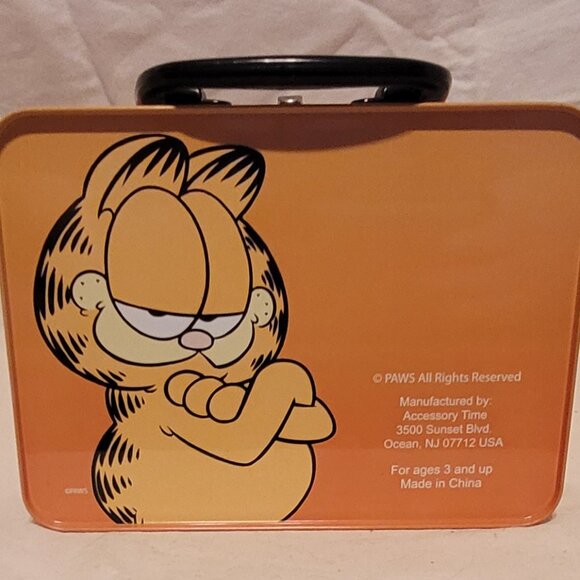 Rare Vintage Garfield Metal Lunch Box With Watch and Clock - Picture 6 of 9